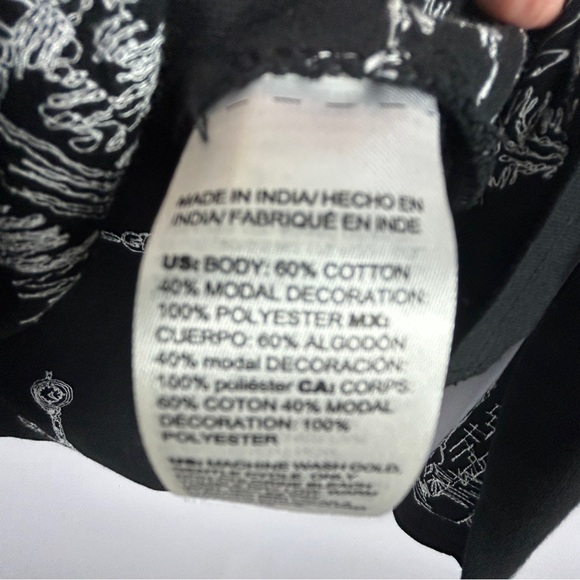 Chico's Embroidered Scenic Long Sleeve Cotton Modal Tee Medium Black - Picture 13 of 14